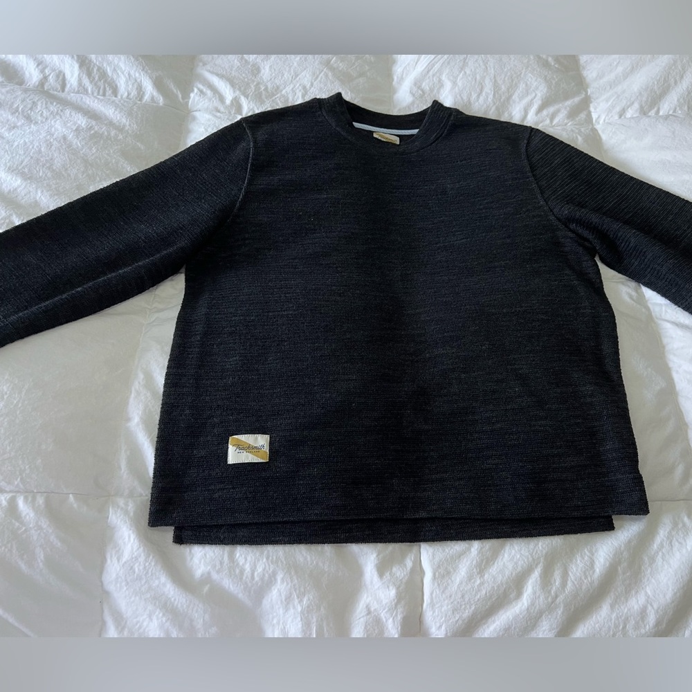 Womens TRACKSMITH Black Merino Wool Blend Long Sleeve Sweatshirt SZ L.